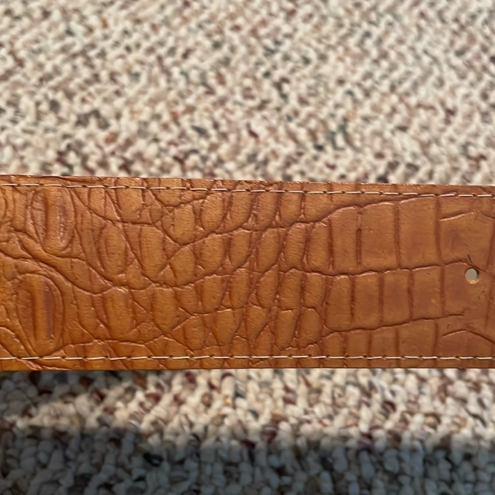 1 7/8” Camel Colored Embossed Leather Belt - Picture 2 of 5